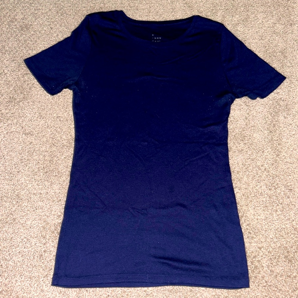 A New Day Short Sleeve Navy Blue Shirt - Small